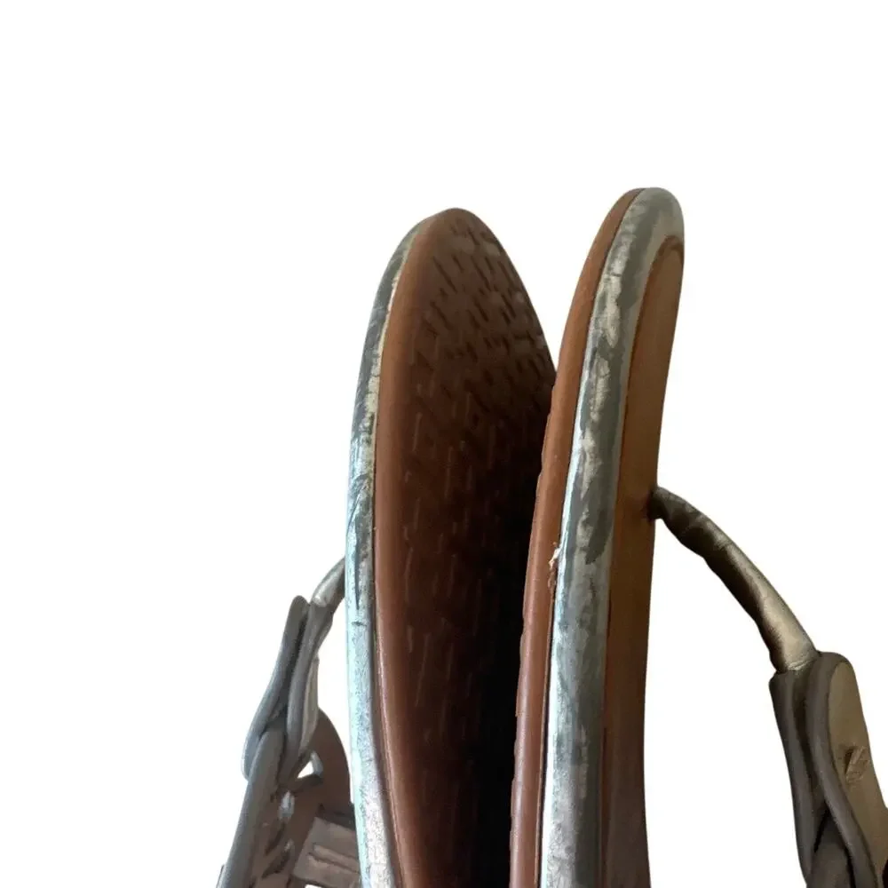 Tory Burch Miller Metallic Silver Sandals Size 7